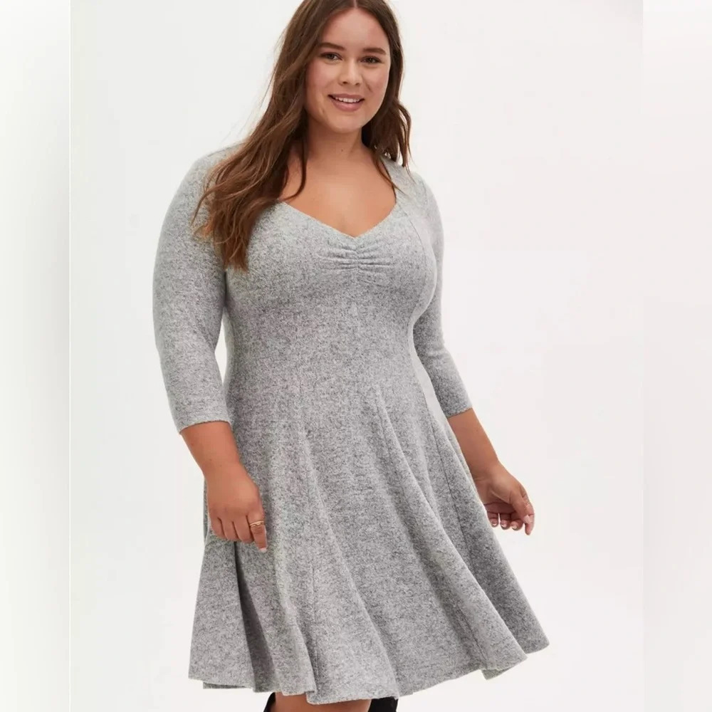 SKATER DRESS - SUPER SOFT PLUSH GREY in size 0/L 12